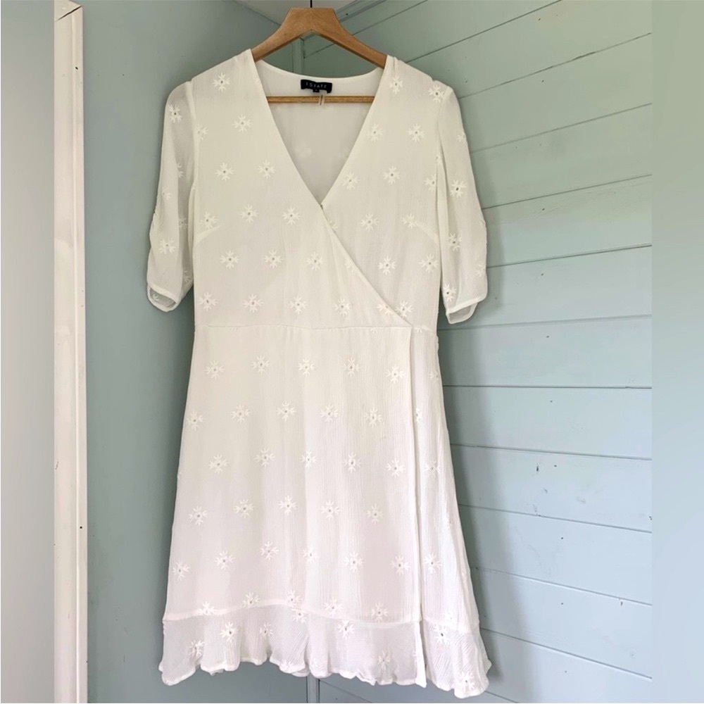 1.State Elegant White faux Wrap Dress 10